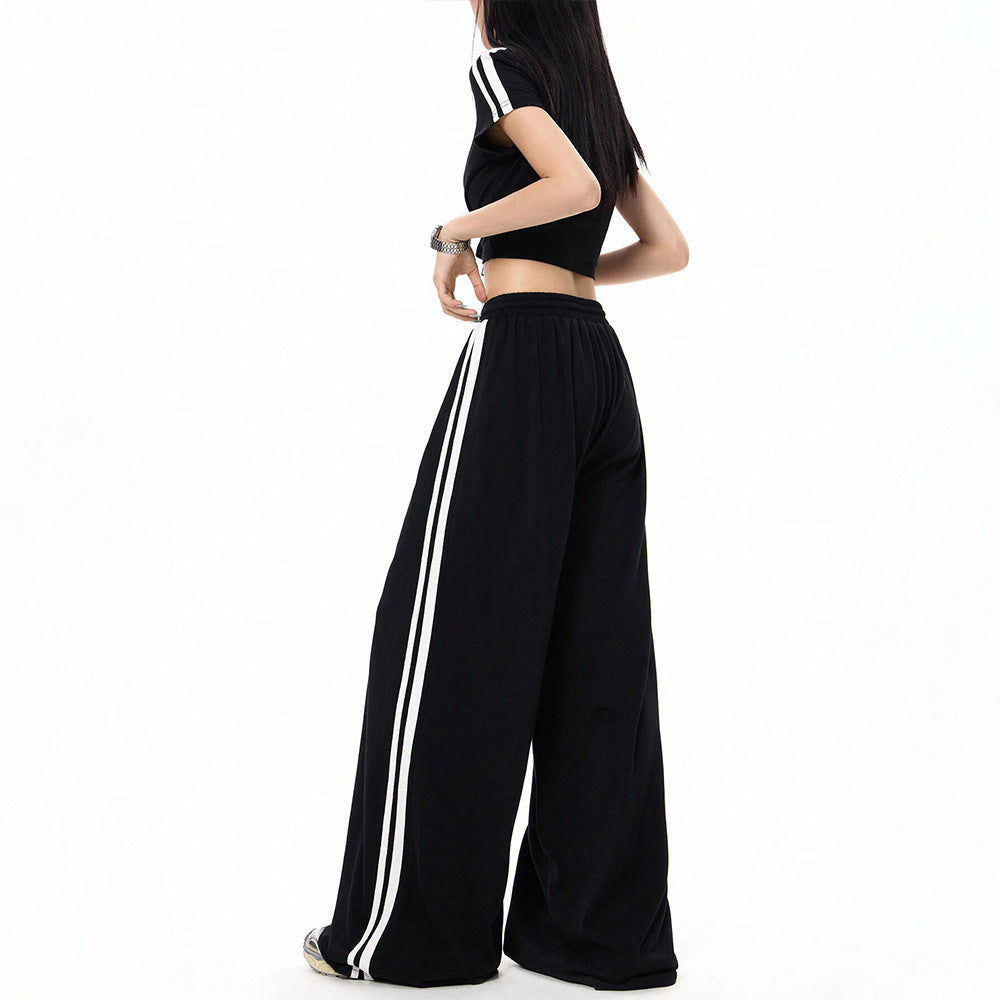 Sports Style Wide-leg Casual Pants Loose Draggle-tail Trousers