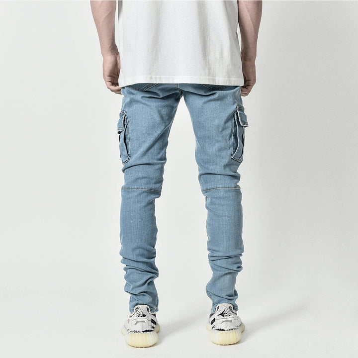 Fashionable And Simple Men's Multi-Pocket Tooling Jeans