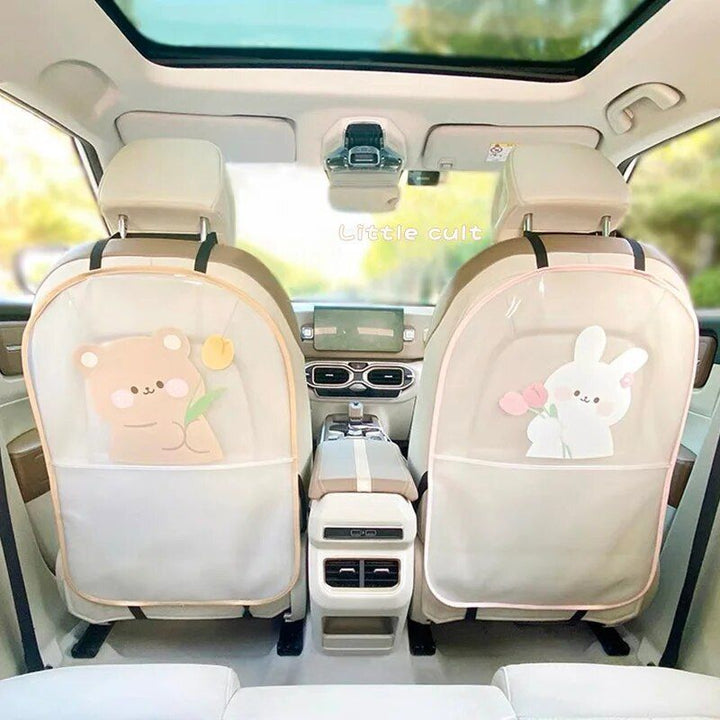 Cute Bear & Rabbit Cartoon Car Seat Kick Mat