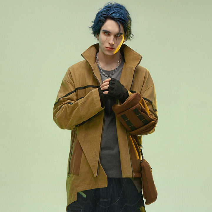 Asymmetric Medium And Long Sandstone Wind Coat