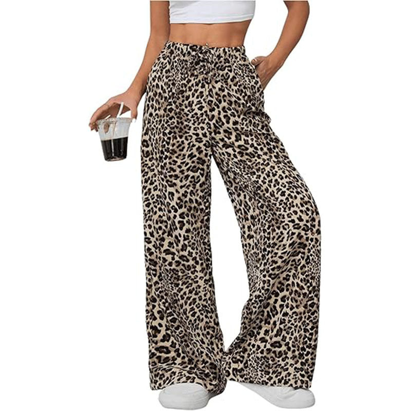 All-match Leopard Print Low Waist Casual Pants