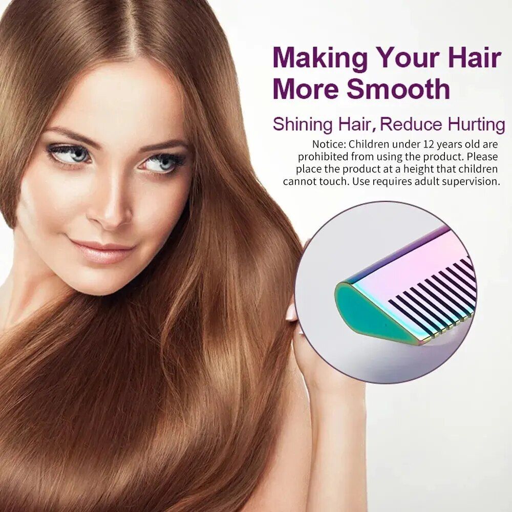 2-in-1 Gradient Hair Straightener & Curling Iron: Electric Hot Comb for Ultimate Styling