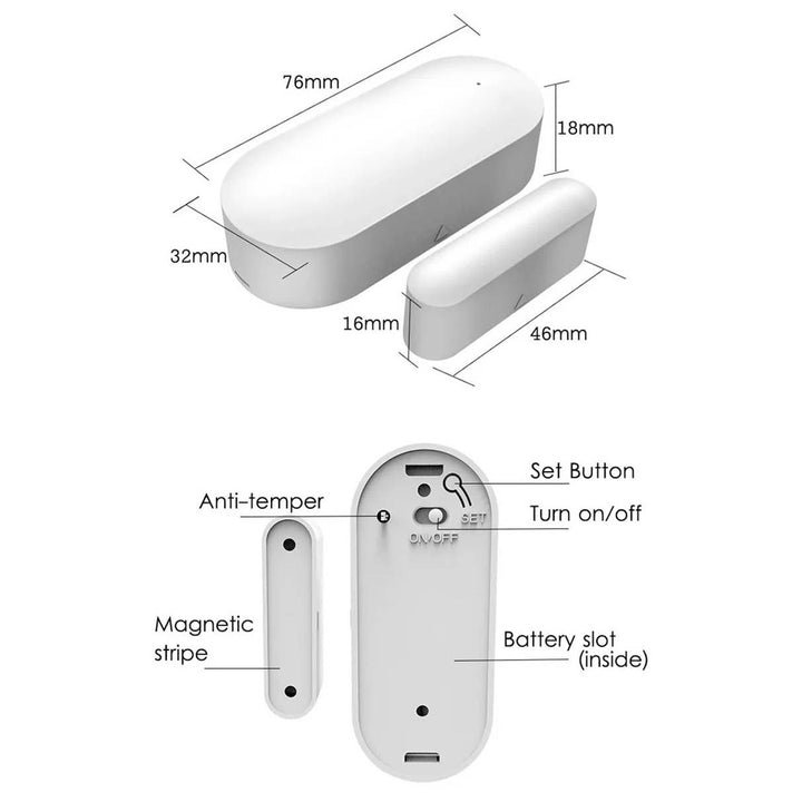 Door Window Sensor Smart Home Wireless Door Open/Closed Detector