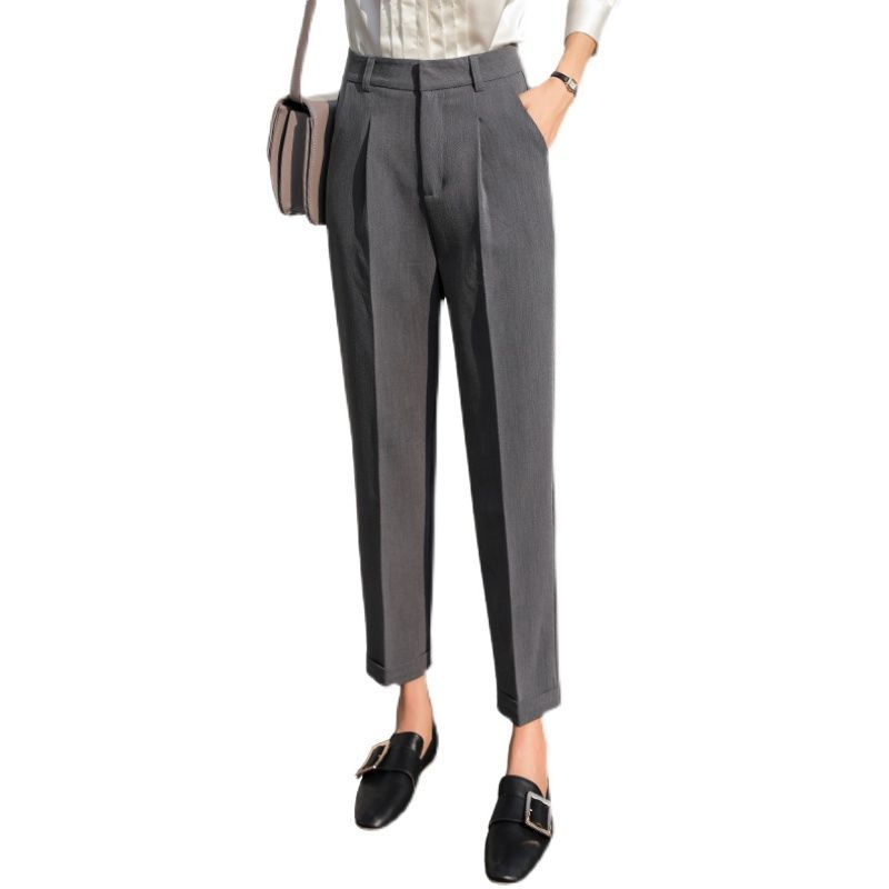 Nine-point High-waisted Black Slim Pleated Cigarette Tube Radish Slacks