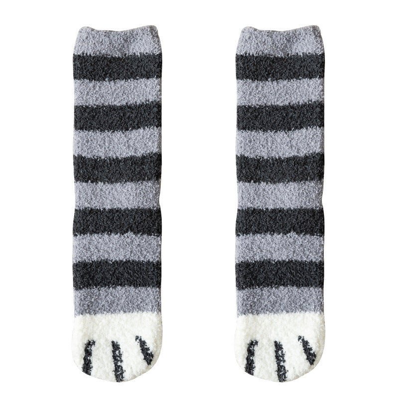 Autumn Winter Kawaii Cat Paw Fleece Women’s Socks