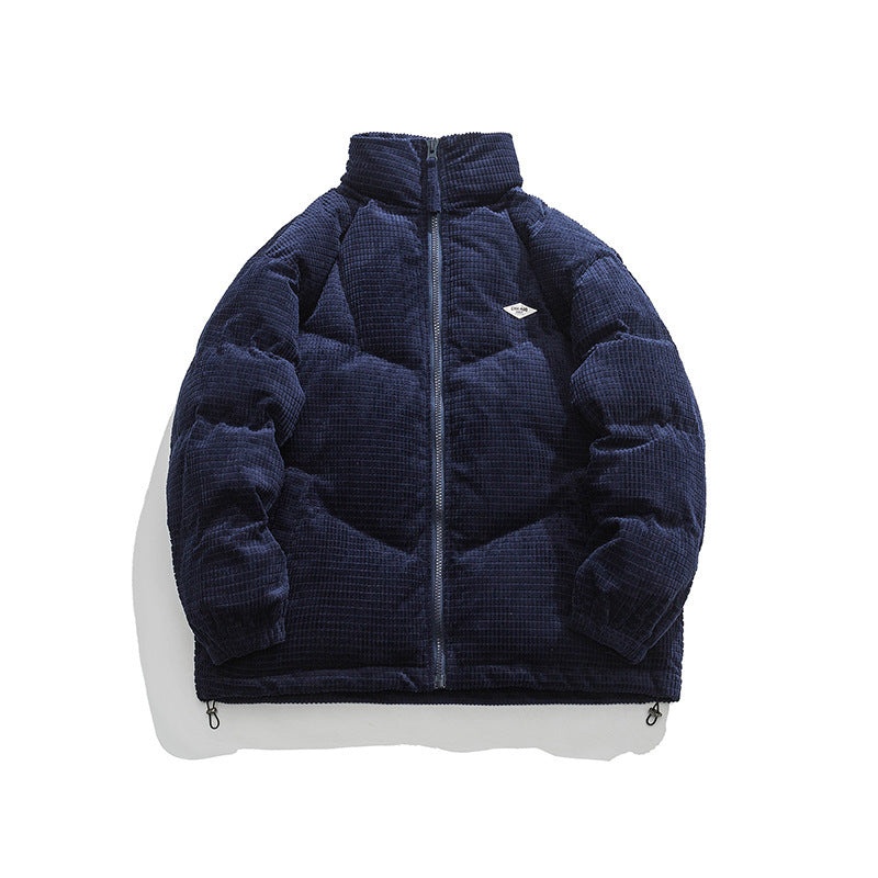 Japanese Harajuku Pure Color Men's Stand-up Collar Cotton-padded Coat Leisure Warm