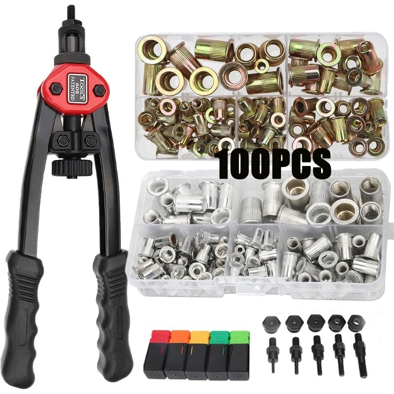 Efficient 100pcs Rivet Nut Set with Automatic Hand Threaded Tool