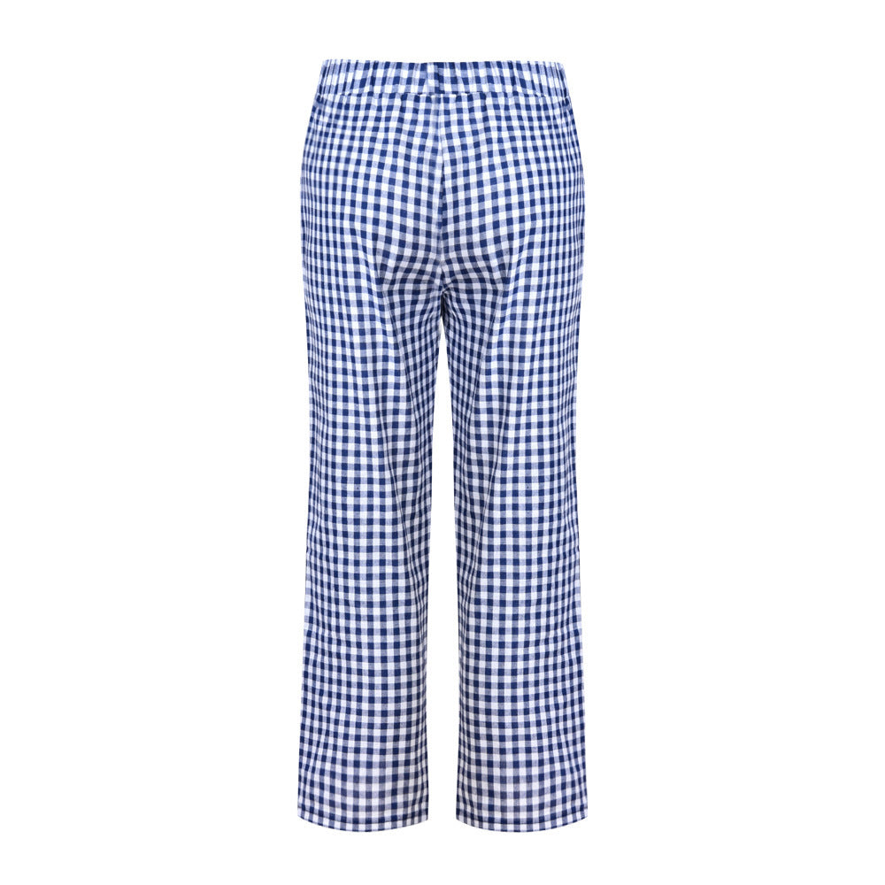 Cropped Pants With Checkered Panels For Versatility