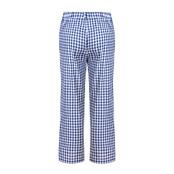 Cropped Pants With Checkered Panels For Versatility