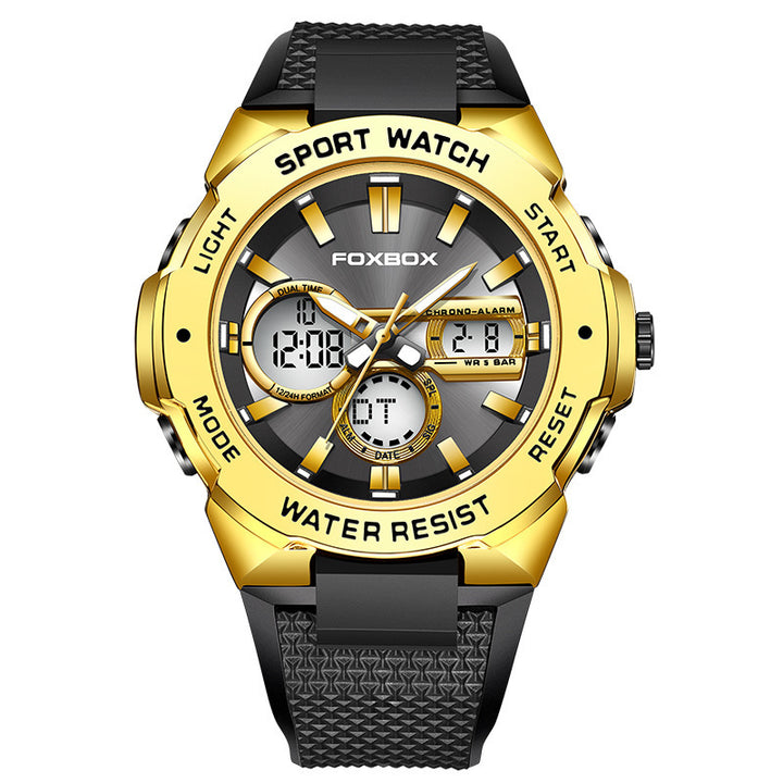 Double Display Multi-function Sports Men's Waterproof Luminous Quartz Watch