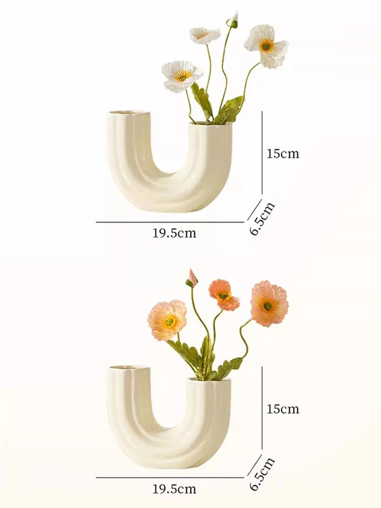 Vintage European Ceramic Double-Mouth Flower Vase