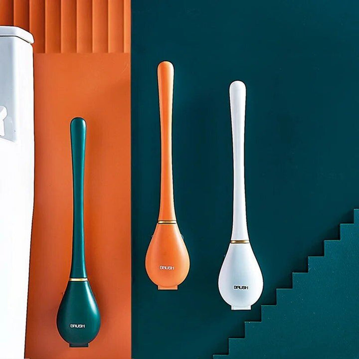 Efficient & Modern Long-Handled Silicone Toilet Brush with Holder