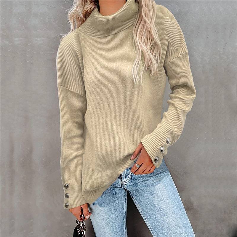Striped High Head Loose Solid Color Sweater