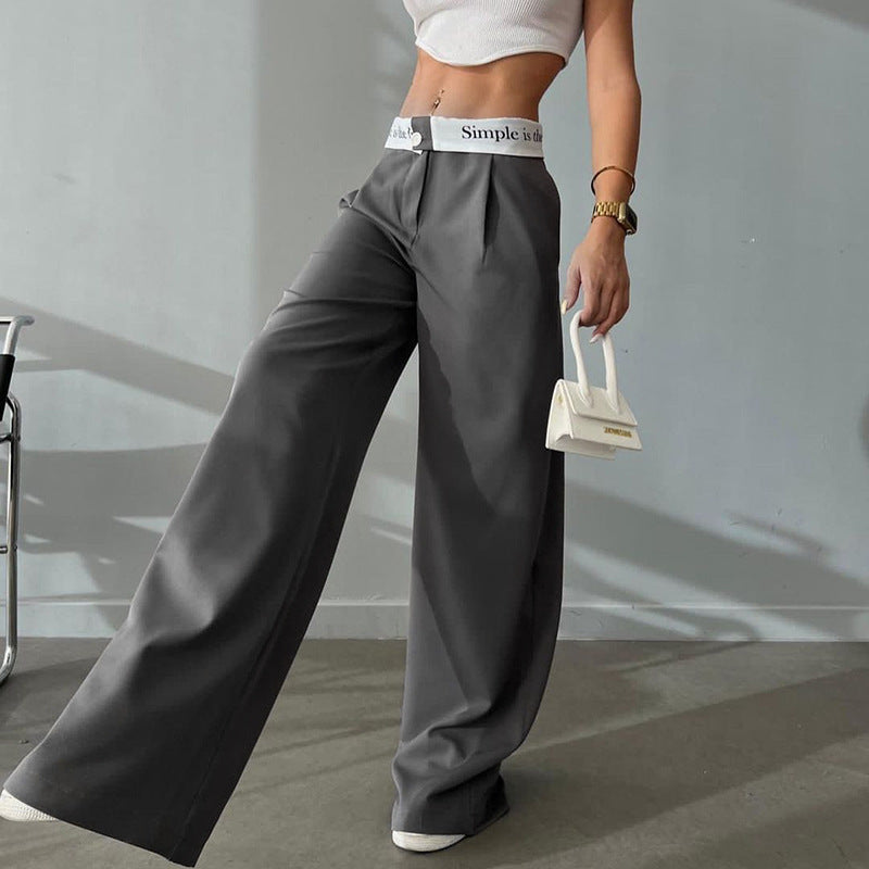 Knitted High Waist Contrast Color Loose Trousers