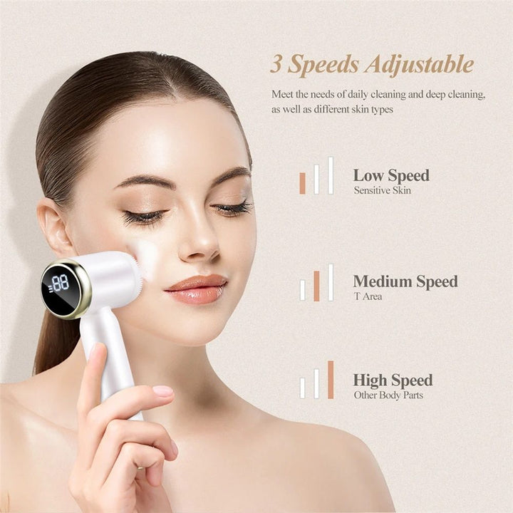 6-in-1 Ultrasonic Facial Cleanser: Electric Auto-Rotating & Waterproof Brush for Deep Pore Cleaning