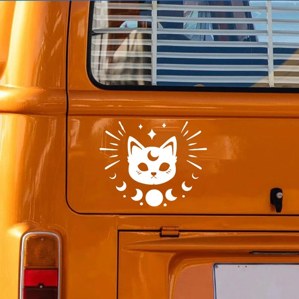 Cute Cat Moon Phase Car Sticker