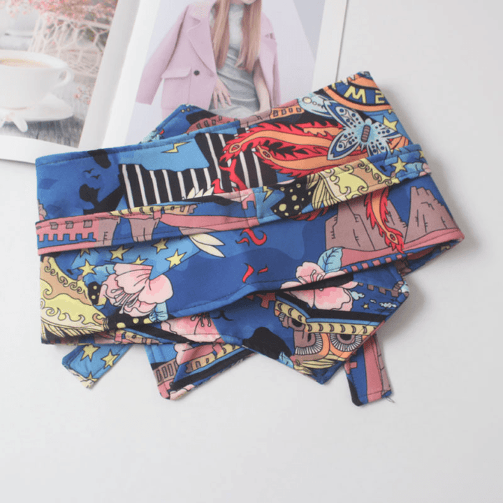 Painted Abstract Suit Material for Ladies with a Wide Waist Girdle - MRSLM