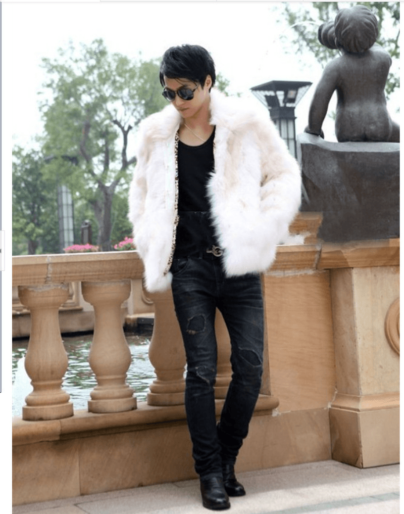 Men'S Faux Fur Jacket Autumn and Winter Korean Style Thatch Windbreaker Fur Jacket - MRSLM