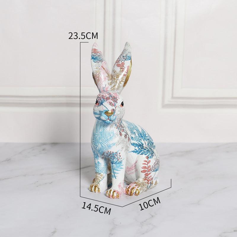 Painted Jade Rabbit Ornaments Cute Rabbit Resin Ornaments - MRSLM