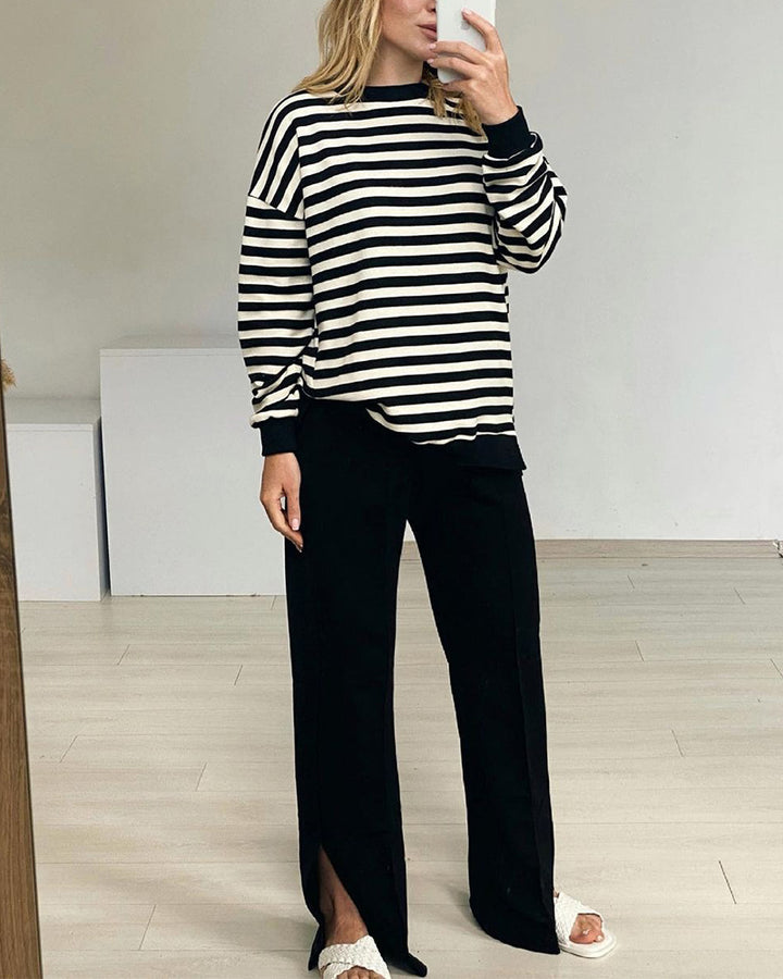 Yiyiyouni Knitted Thick Casual Striped Pullovers Women