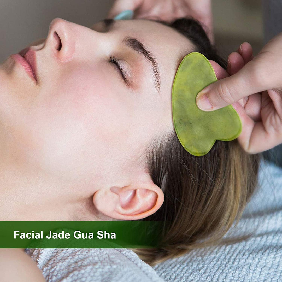 Double-Headed Jade Roller & Guasha Set - Face and Body Natural Stone Massager