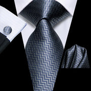 elegant grey silk tie set for men - MRSLM