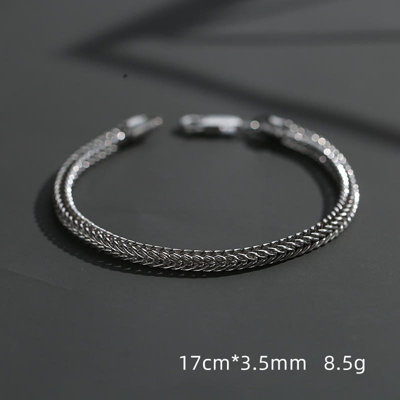 S925 Silver Bracelet Men's Cool Simple And Versatile