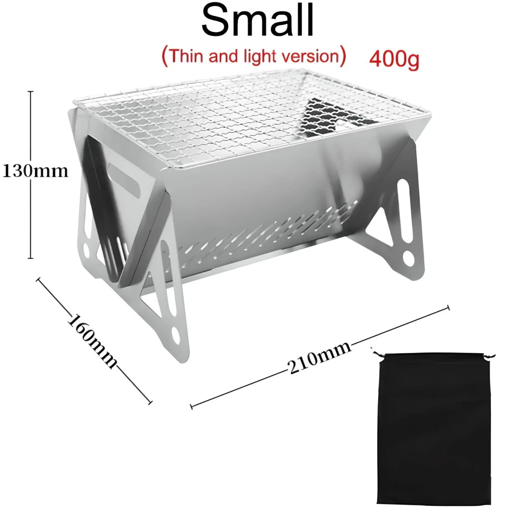 Compact Stainless Steel Portable Folding BBQ Grill for Camping and Outdoor Cooking