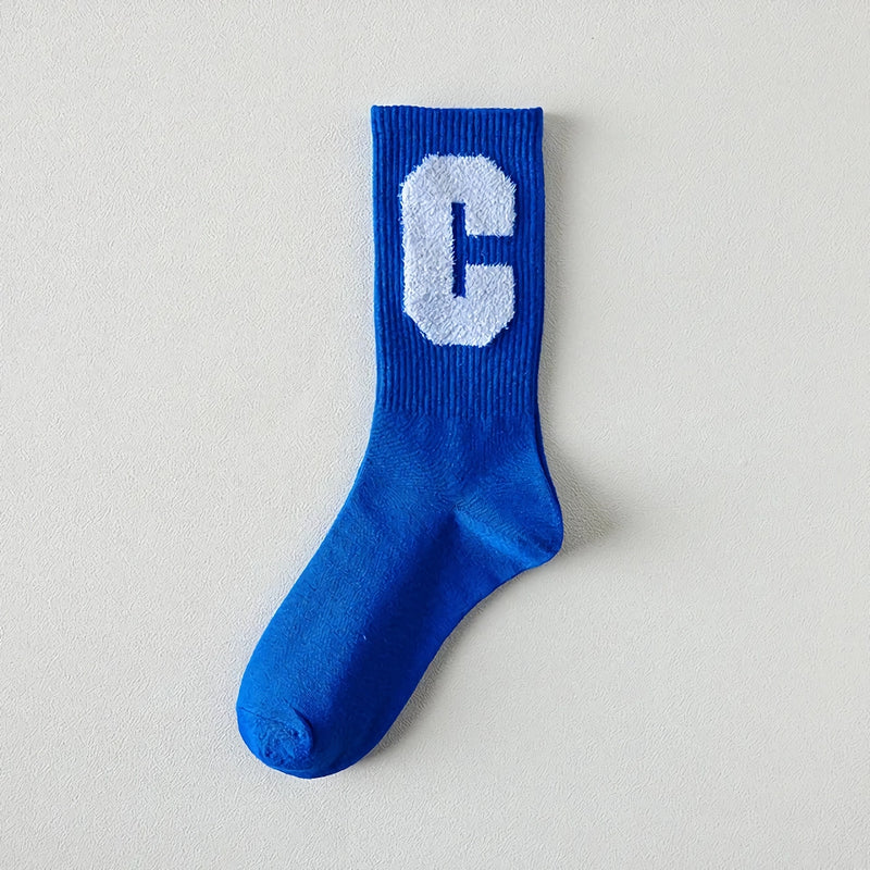 Trendige blaue Harajuku-Socken aus Baumwolle