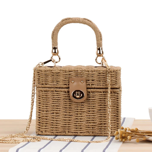 box straw beach bag, view 4 - MRSLM