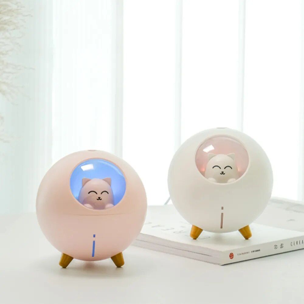 Planet Cat Ultrasonic Air Humidifier with Colorful LED Night Light