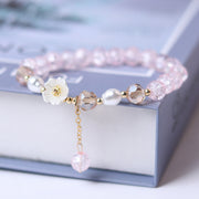 purple beaded white flower bracelet, view 5 - MRSLM