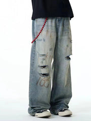 ripped wide leg jeans, view 3 - MRSLM