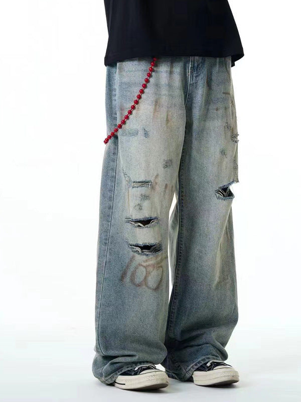 ripped wide leg jeans, view 3 - MRSLM