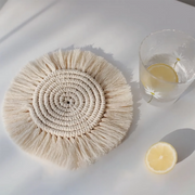 handmade macrame cotton coasters, view 7 - MRSLM