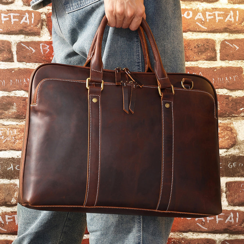 men's cowhide messenger briefcase - MRSLM