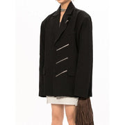 black notched collar blazer, view 4 - MRSLM