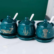 emerald ceramic seasoning jar set, view 2 - MRSLM