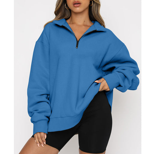 women's half-zip turndown collar sweatshirt, view 18 - MRSLM