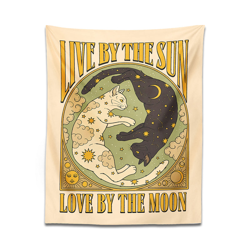 Sun moon cat tapestry wall hanging, view 15 - MRSLM