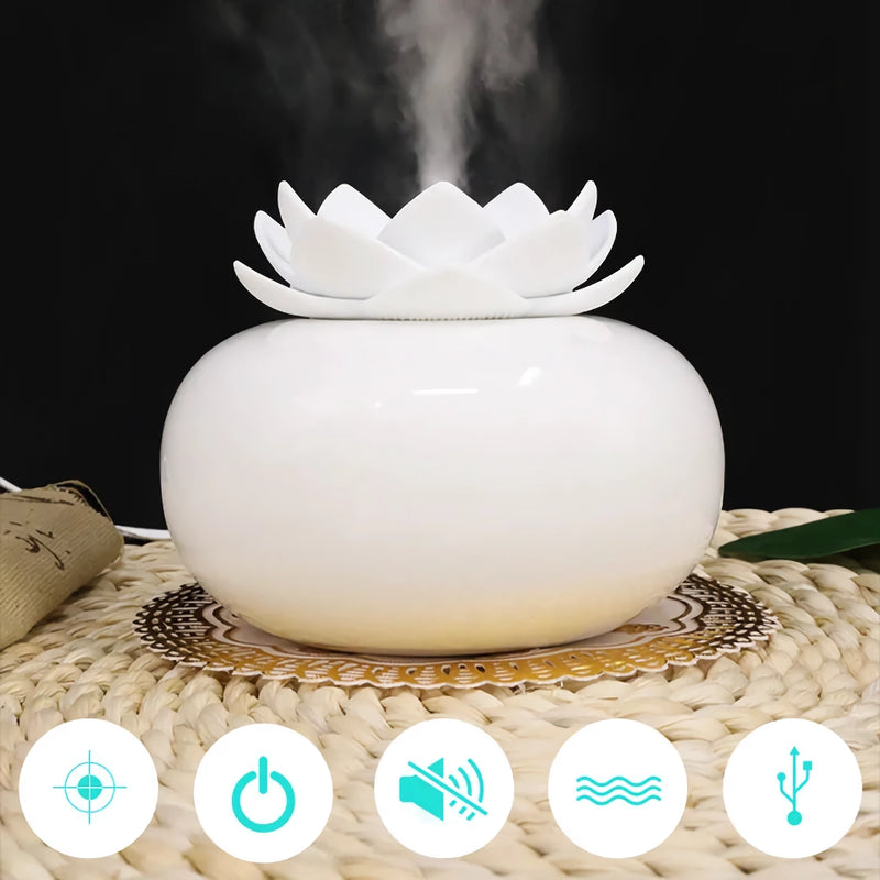 lotus ceramic air humidifier and aroma diffuser, view 3 - MRSLM