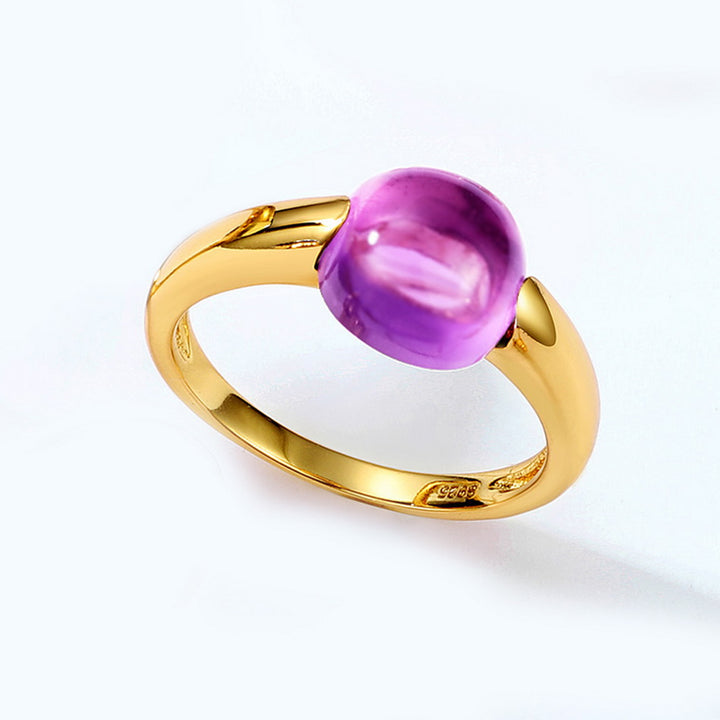 New Simple Geometric Candy Amethyst Ring