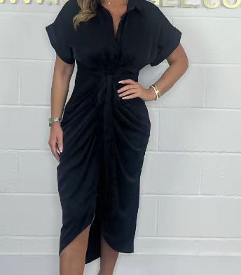 Einteiliges Kleid in Unifarbe mit kurzen Ärmeln für Damen