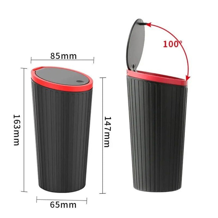 Compact Car Trash Can with Click-Open Cover