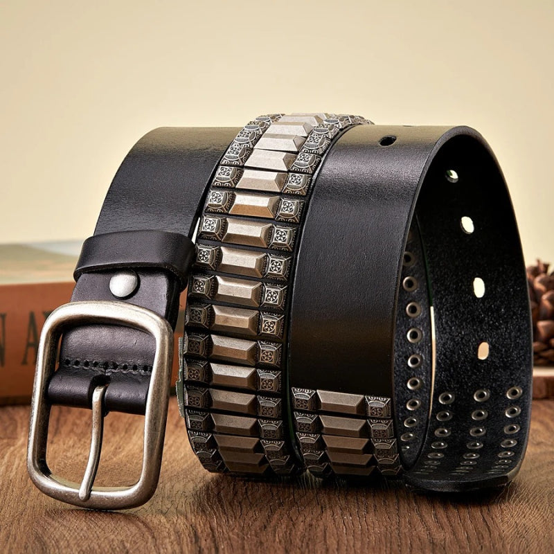 Heavy metal rivet leather belt - MRSLM