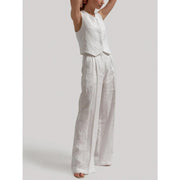 cotton linen summer vest and pants set, view 3 - MRSLM
