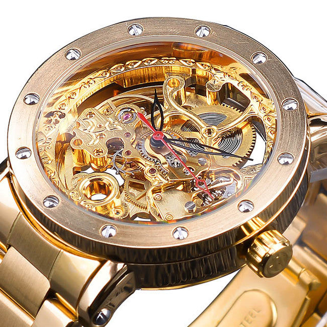 Hollow Out See Through Mechanical Watch Men's Fashion Waterproof Automatic Watch