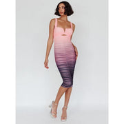 Gradient mesh backless midi dress, view 2 - MRSLM