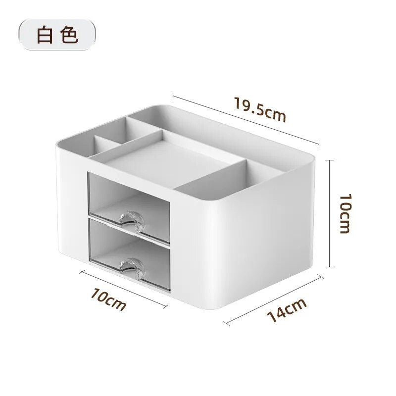 compact desk organizer with dual drawers, view 3 - MRSLM