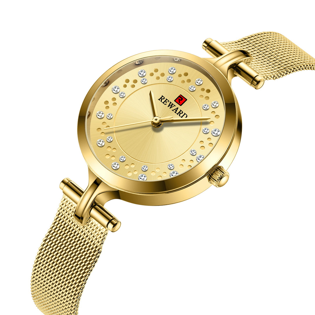 Waterproof Diamond Luxury Watch Mesh Band Quartz Gift Ladies Watch